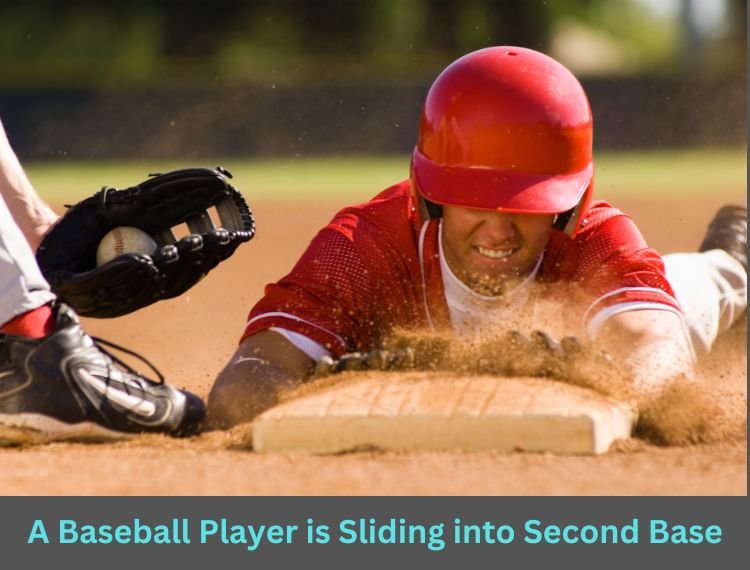 A Baseball Player is Sliding into Second Base