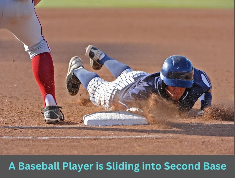 A Baseball Player is Sliding into Second Base